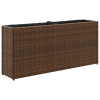 vidaXL Garden Planter with 2 Pots Brown 90x20x40 cm Poly Rattan