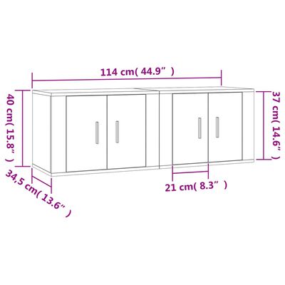 vidaXL Wall-mounted TV Cabinets 2 pcs White 57x34.5x40 cm