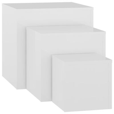 vidaXL Side Tables 3 pcs High Gloss White Engineered Wood