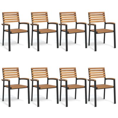 vidaXL Stackable Garden Chairs 8 pcs Solid Wood Acacia and Metal