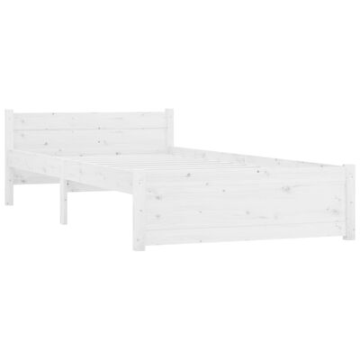 vidaXL Bed Frame without Mattress White Solid Wood 90x190 cm Single