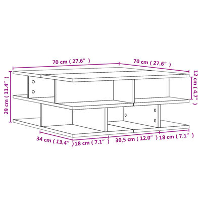 vidaXL Coffee Table Concrete Grey 70x70x29 cm Engineered Wood