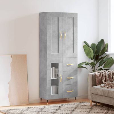 vidaXL Highboard Concrete Grey 69.5x34x180 cm Engineered Wood