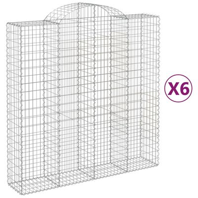 vidaXL Arched Gabion Baskets 6 pcs 200x50x200/220 cm Galvanised Iron