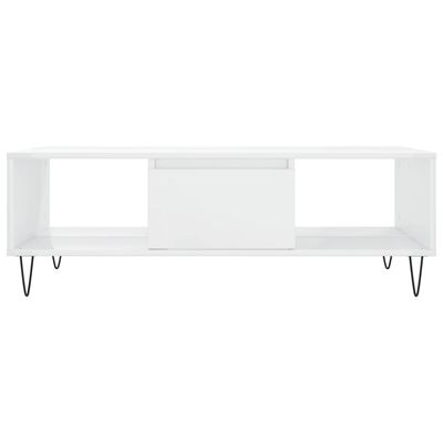 vidaXL Coffee Table High Gloss White 104x60x35 cm Engineered Wood