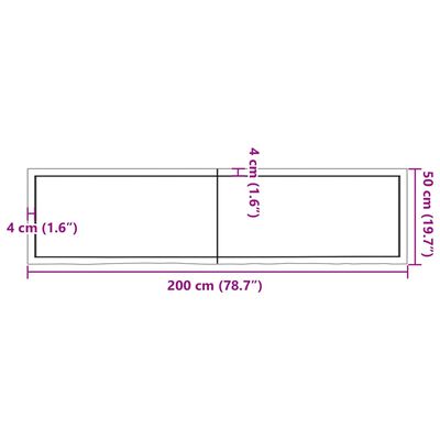 vidaXL Wall Shelf Dark Brown 200x50x(2-6) cm Treated Solid Wood Oak