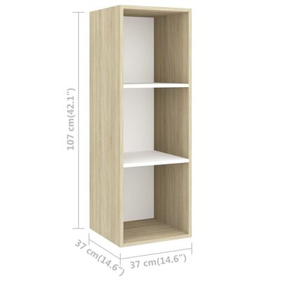 vidaXL 3 Piece TV Cabinet Set White and Sonoma Oak Engineered Wood