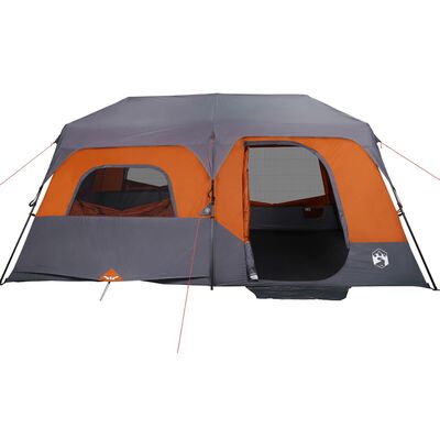 vidaXL Family Tent 9-Person Grey and Orange Quick Release Waterproof