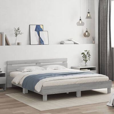 vidaXL Bed Frame without Mattress Grey Sonoma 160x200 cm