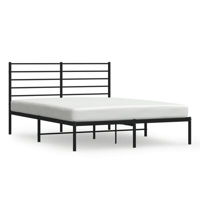 vidaXL Metal Bed Frame without Mattress with Headboard Black 120x200 cm