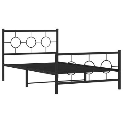 vidaXL Metal Bed Frame without Mattress with Footboard Black 107x203 cm