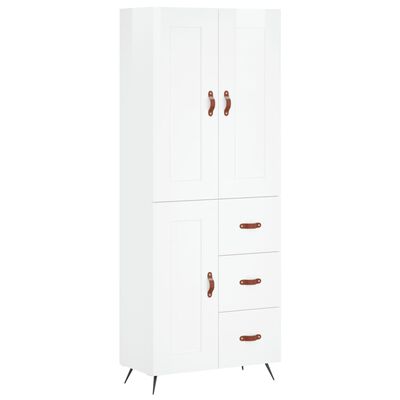 vidaXL Highboard High Gloss White 69.5x34x180 cm Engineered Wood