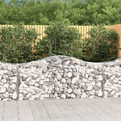 vidaXL Arched Gabion Baskets 3 pcs 200x50x80/100 cm Galvanised Iron