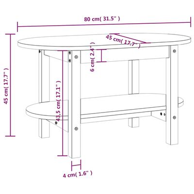 vidaXL Coffee Table 80x45x45 cm Solid Wood Pine