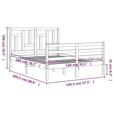 vidaXL Bed Frame without Mattress White 140x200 cm Solid Wood