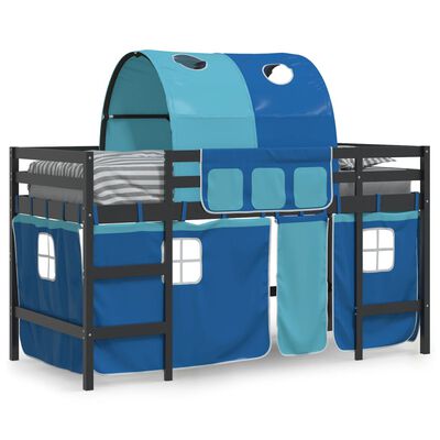 vidaXL Kids' Loft Bed with Tunnel without Mattress Blue 90x200 cm