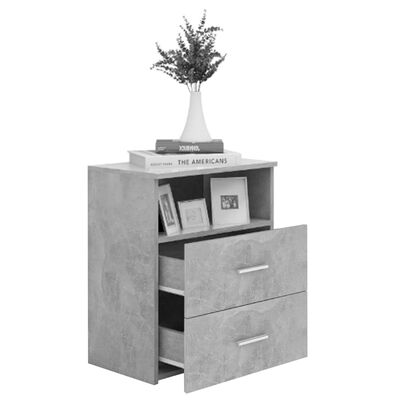 vidaXL Bed Cabinets 2 pcs Concrete Grey 50x32x60cm