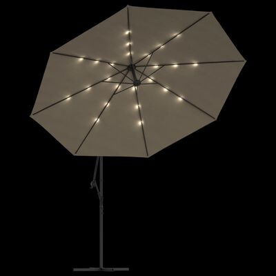 vidaXL Cantilever Garden Parasol with LED Lights and Metal Pole 350 cm Taupe