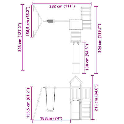 vidaXL Outdoor Playset Solid Wood Pine