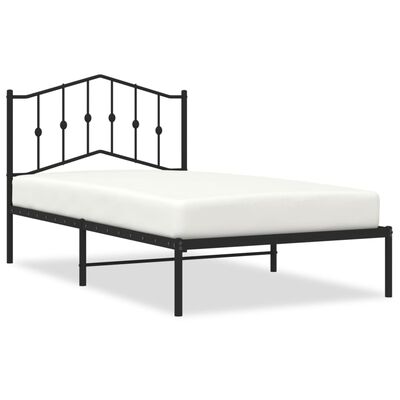 vidaXL Metal Bed Frame without Mattress with Headboard Black 100x190 cm