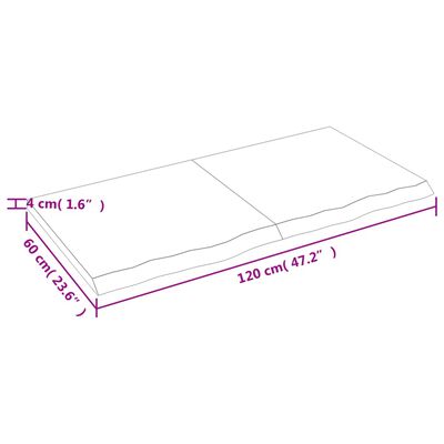 vidaXL Table Top 120x60x(2-4) cm Untreated Solid Wood Oak