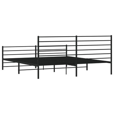 vidaXL Metal Bed Frame without Mattress with Footboard Black 183x213 cm