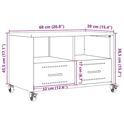 vidaXL TV Cabinet Mustard Yellow 68x39x43.5 cm Steel