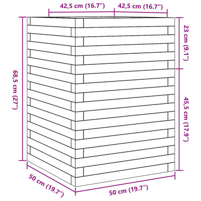 vidaXL Garden Planter 50x50x68.5 cm Impregnated Wood Pine