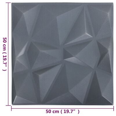 vidaXL 3D Wall Panels 12 pcs 50x50 cm Diamond Grey 3 m²