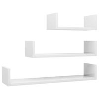 vidaXL Wall Display Shelf 3 pcs High Gloss White Engineered Wood