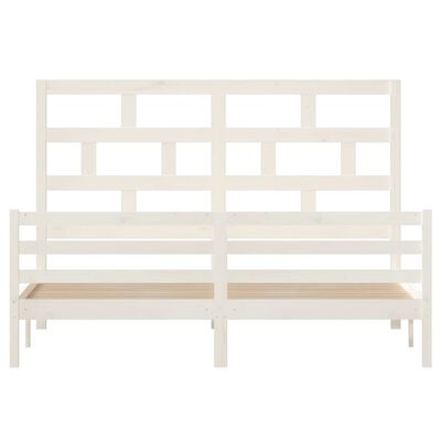 vidaXL Bed Frame without Mattress White Solid Wood Super King Size