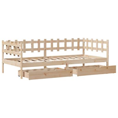 vidaXL Daybed with Drawers without Mattress 80x200 cm Solid Wood