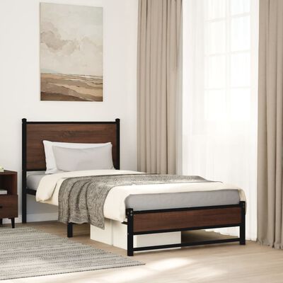 vidaXL Metal Bed Frame without Mattress Brown Oak 90x200 cm