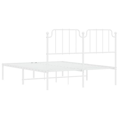 vidaXL Metal Bed Frame without Mattress with Headboard White 140x190 cm