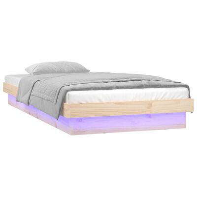 vidaXL LED Bed Frame without Mattress Small Single Solid Wood