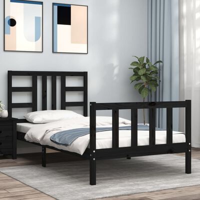 vidaXL Bed Frame without Mattress Black 90x200 cm Solid Wood Pine