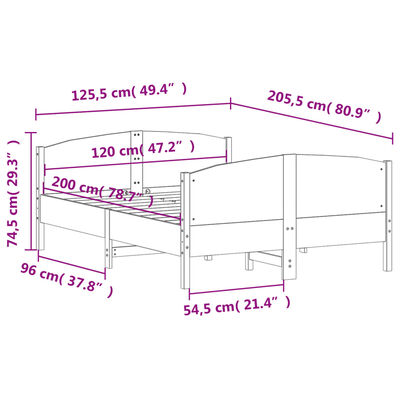 vidaXL Bed Frame without Mattress White 120x200 cm Solid Wood Pine