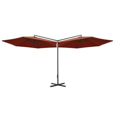 vidaXL Double Garden Parasol with Steel Pole Terracotta 600 cm