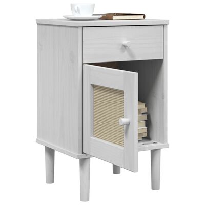 vidaXL Bedside Cabinet SENJA Rattan Look White 40x35x65 cm Solid Wood Pine