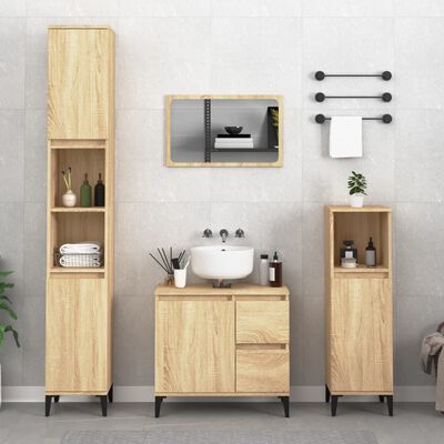 vidaXL Bathroom Cabinet Sonoma Oak 30x30x100 cm Engineered Wood