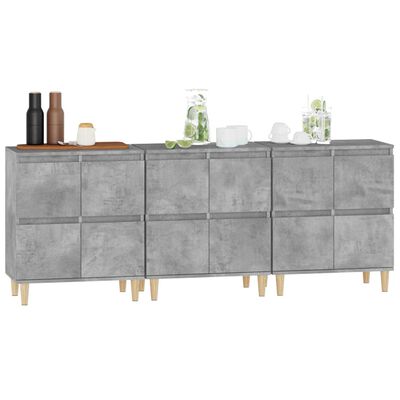 vidaXL Sideboards 3 pcs Concrete Grey 60x35x70 cm Engineered Wood