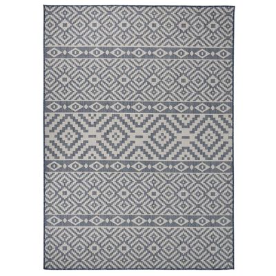 vidaXL Outdoor Flatweave Rug 200x280 cm Blue Stripes