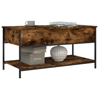 vidaXL Coffee Table Smoked Oak 100x50x50 cm Engineered Wood and Metal