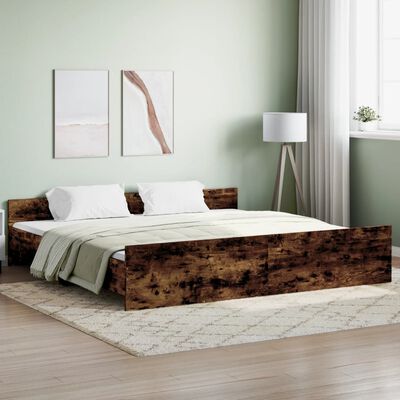 vidaXL Bed Frame without Mattress Smoked Oak 200x200 cm