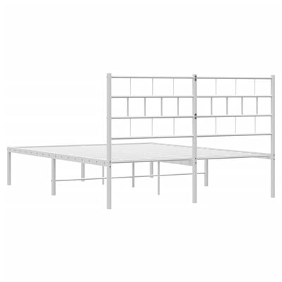 vidaXL Metal Bed Frame without Mattress with Headboard White 160x200 cm