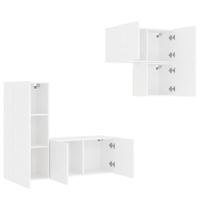 vidaXL 4 Piece TV Wall Units White Engineered Wood