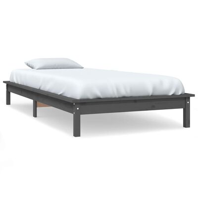 vidaXL Bed Frame without Mattress Grey Single Solid Wood