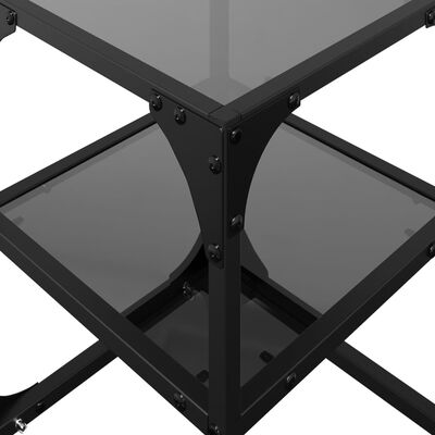 vidaXL Coffee Tables with Black Glass Top 2 pcs 30x30x45 cm Steel