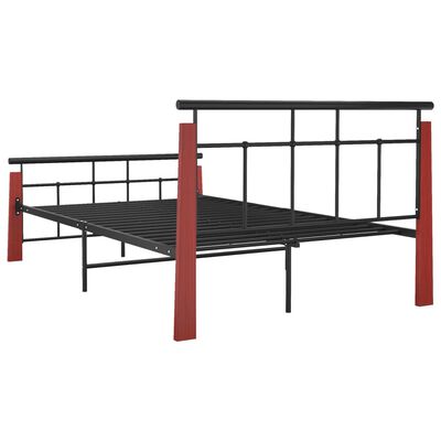 vidaXL Bed Frame without Mattress Metal and Solid Oak Wood 120x200 cm