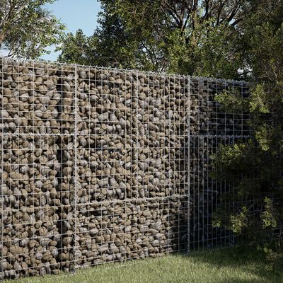 vidaXL Gabion Basket with Cover 100x50x150 cm Galvanised Iron